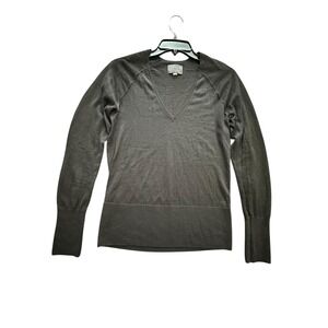 AYR Sweater V-Neck Women Size XS Translucent Black Lightweight Minimalist CCC6-2